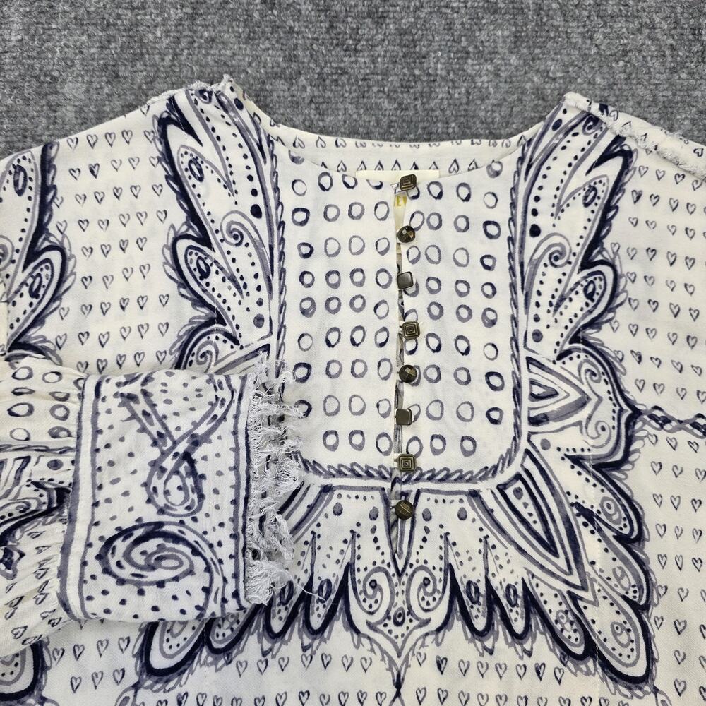 Anthropologie Maeve Top Womens XS Navy White Heart Print Boho Peasant Blouse - Picture 10 of 16